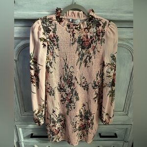Boutique Velvi Pink Floral Smocked Dress‎